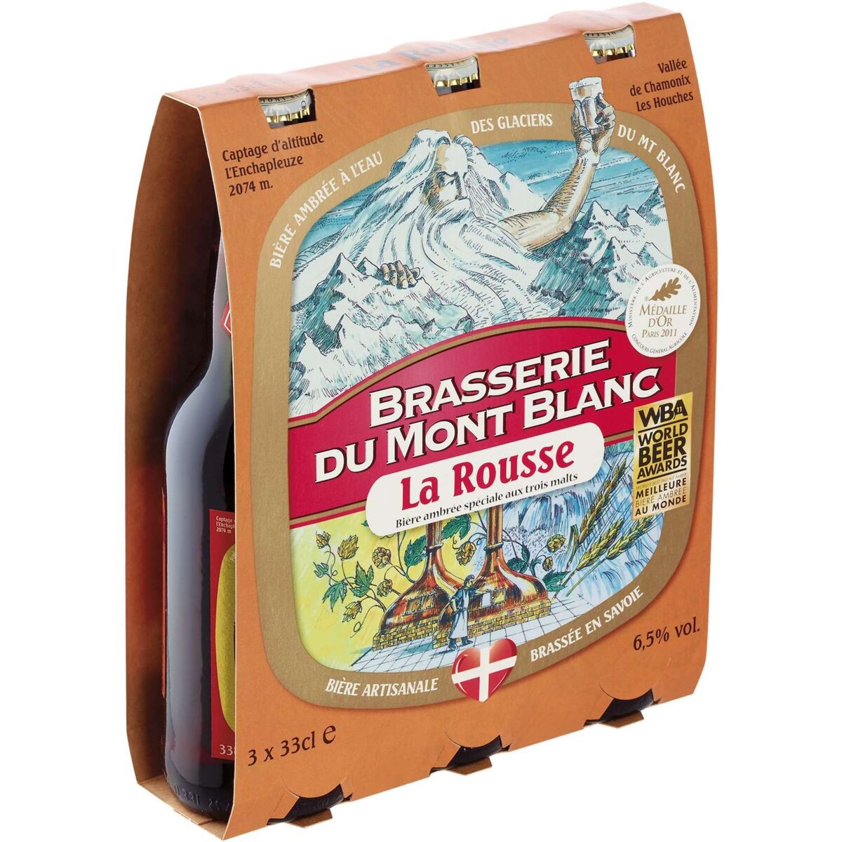 BRASSERIE MONT BLANC Brasserie du mont blanc Bière rousse 6,5% bouteilles 3x33cl 3x33cl