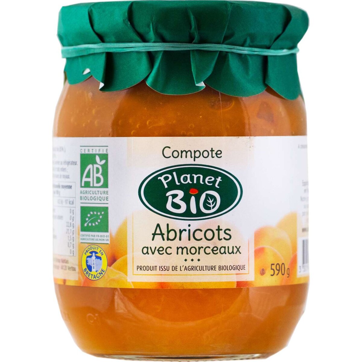 PLANET BIO Planet Bio compote abricot avec morceaux bocal en verre 590g