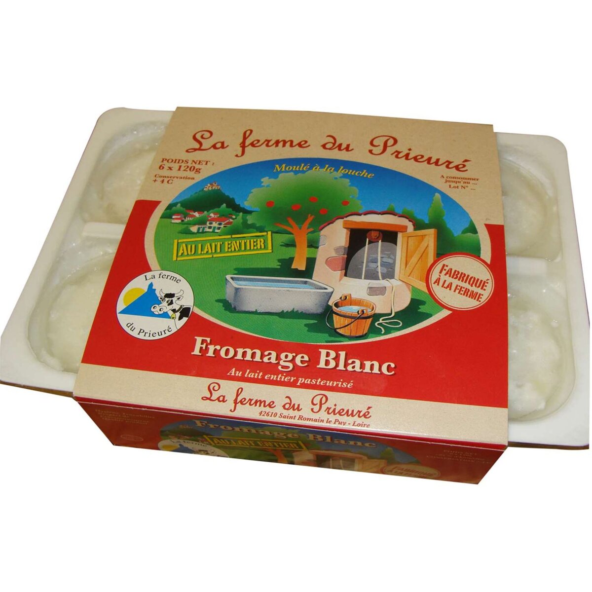 LA FERME DU PRIEURE faisselle lait entier pasteurisé 6x120g