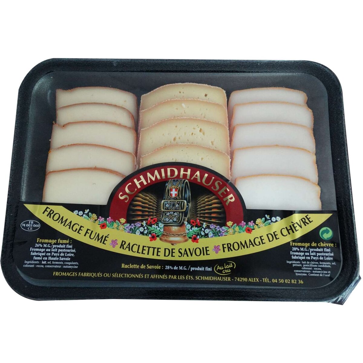 Schmidhauser raclette trio vache chèvre 500g