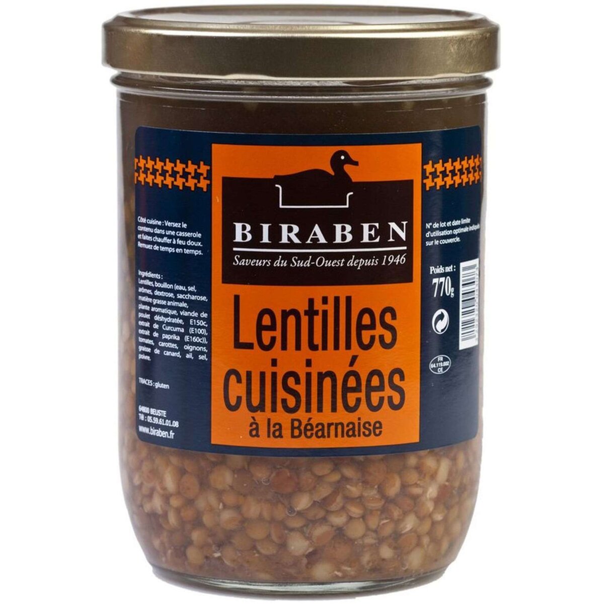 BIRABEN Biraben Lentilles cuisinées 770g 2 personnes 770g