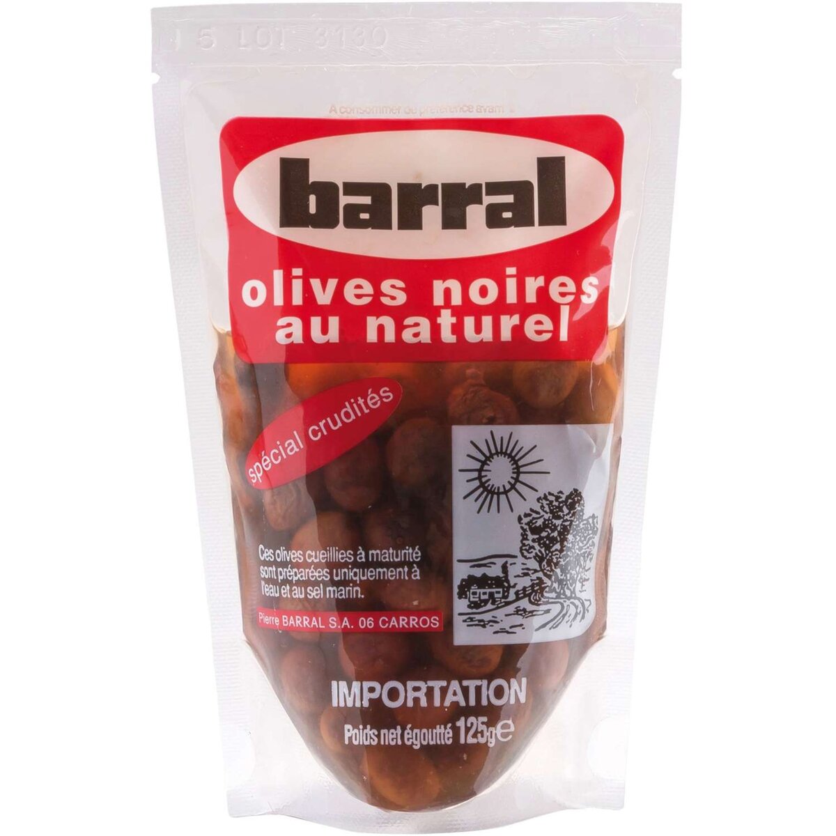 BARRAL Barral Olives noires au naturel 125g 125g