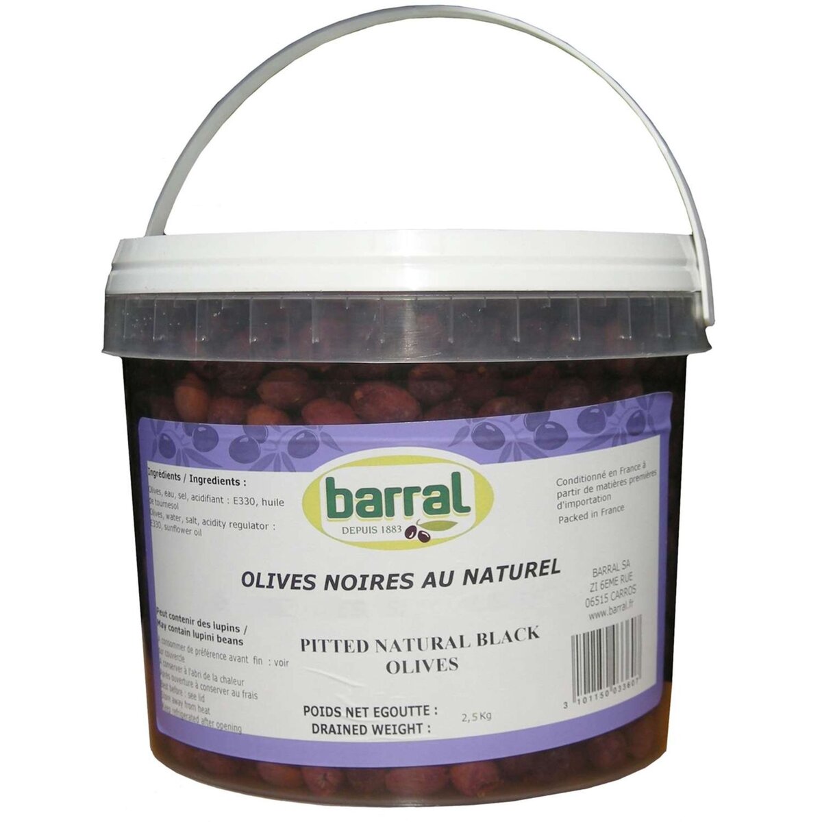 BARRAL Barral Seau d'olives noires natures 2,5kg 2,5kg
