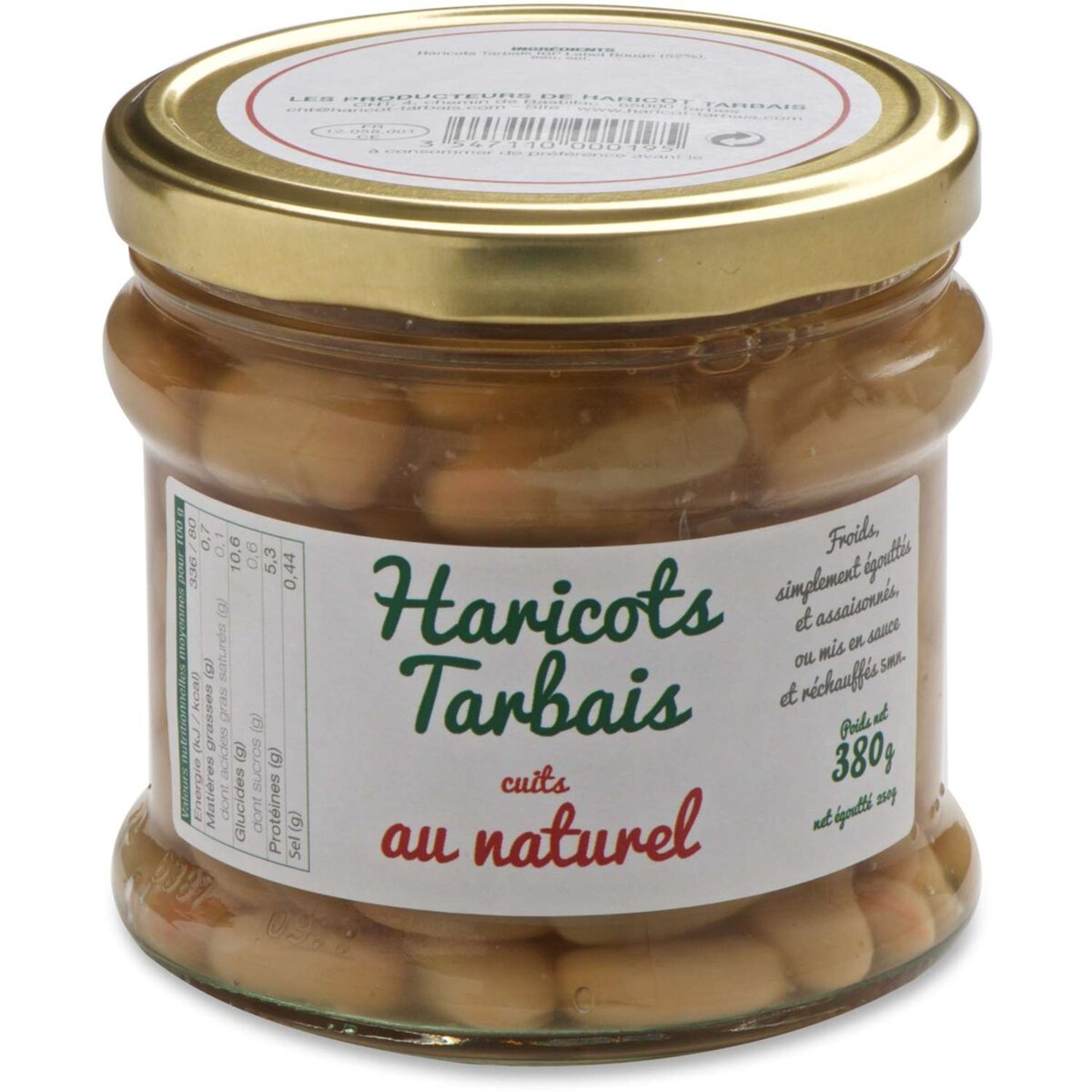 Excellences de haricots tarbais cuits au naturel 380g