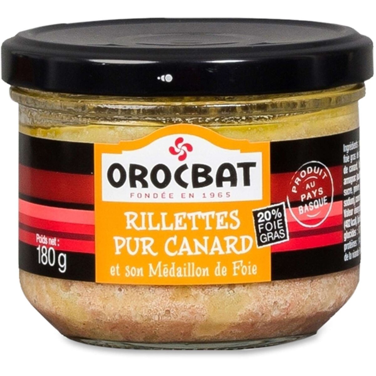 OROCBAT Orocbat Rillettes de canard et son médaillon de foie 180g 180g