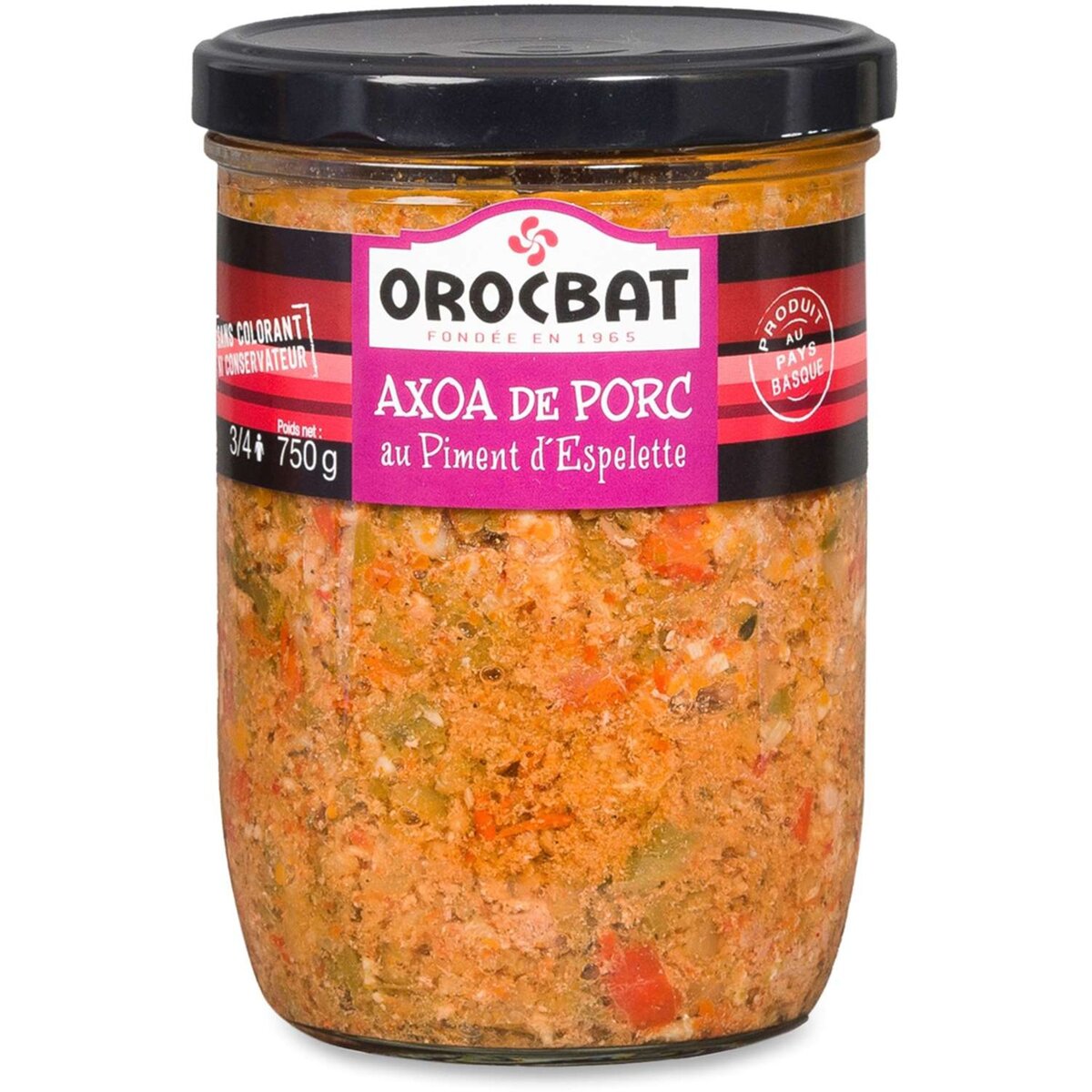 OROCBAT Orocbat Axoa de porc au piment d'espelette en bocal 750g 2 personnes 750g