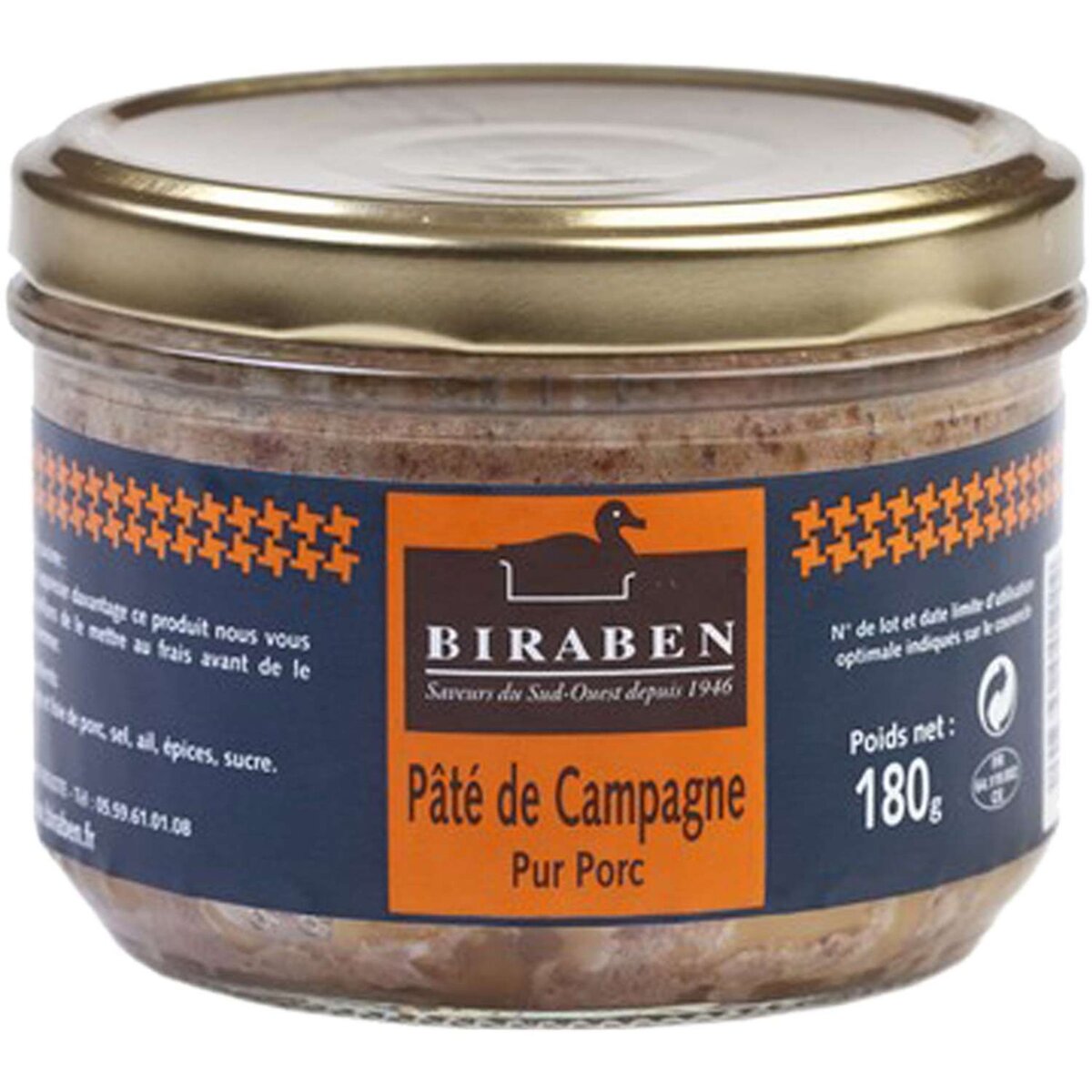 BIRABEN Biraben Pâté de campagne pur porc 180g 180g
