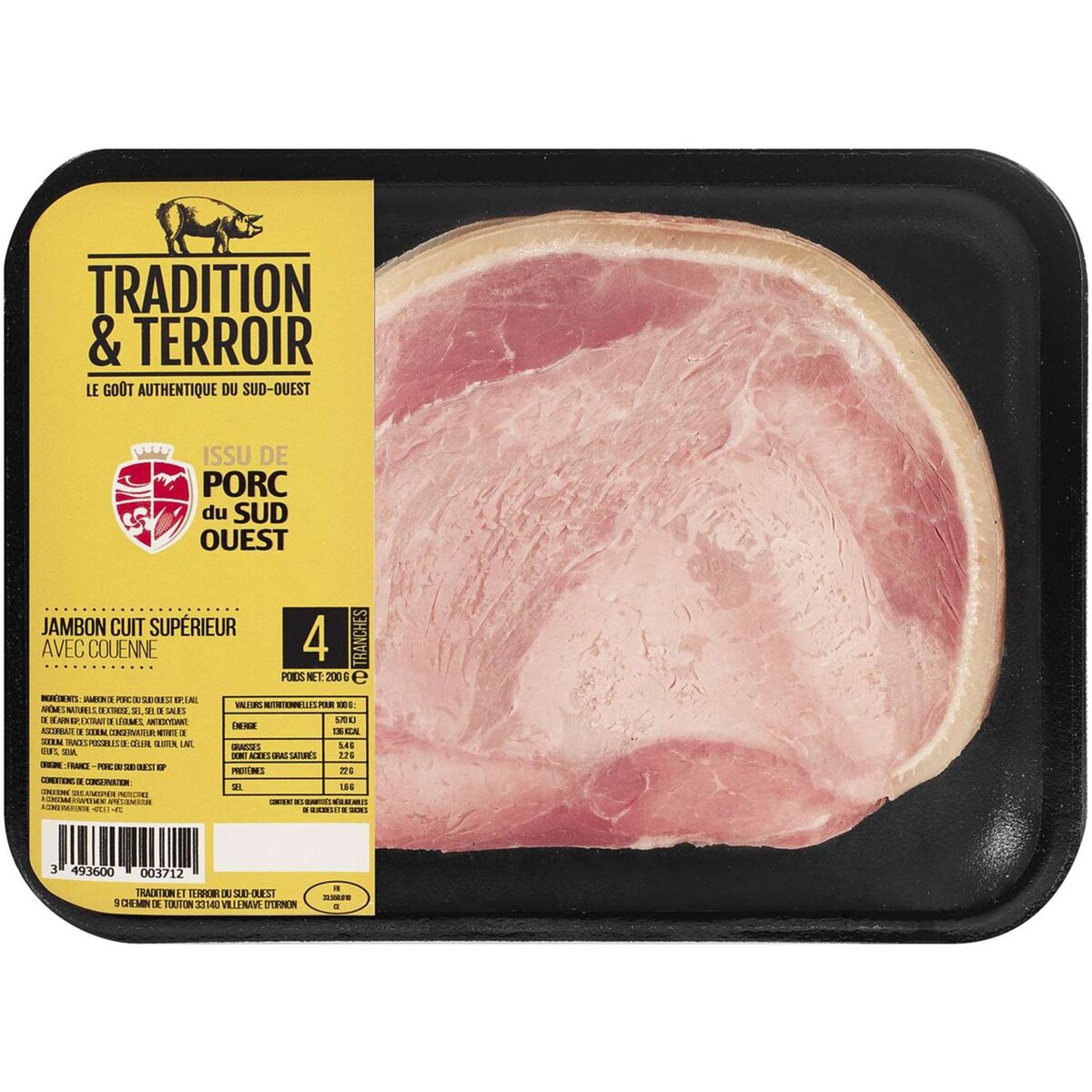 Tradition&Terroir jambon supérieur avec couenne 4tr. 200g