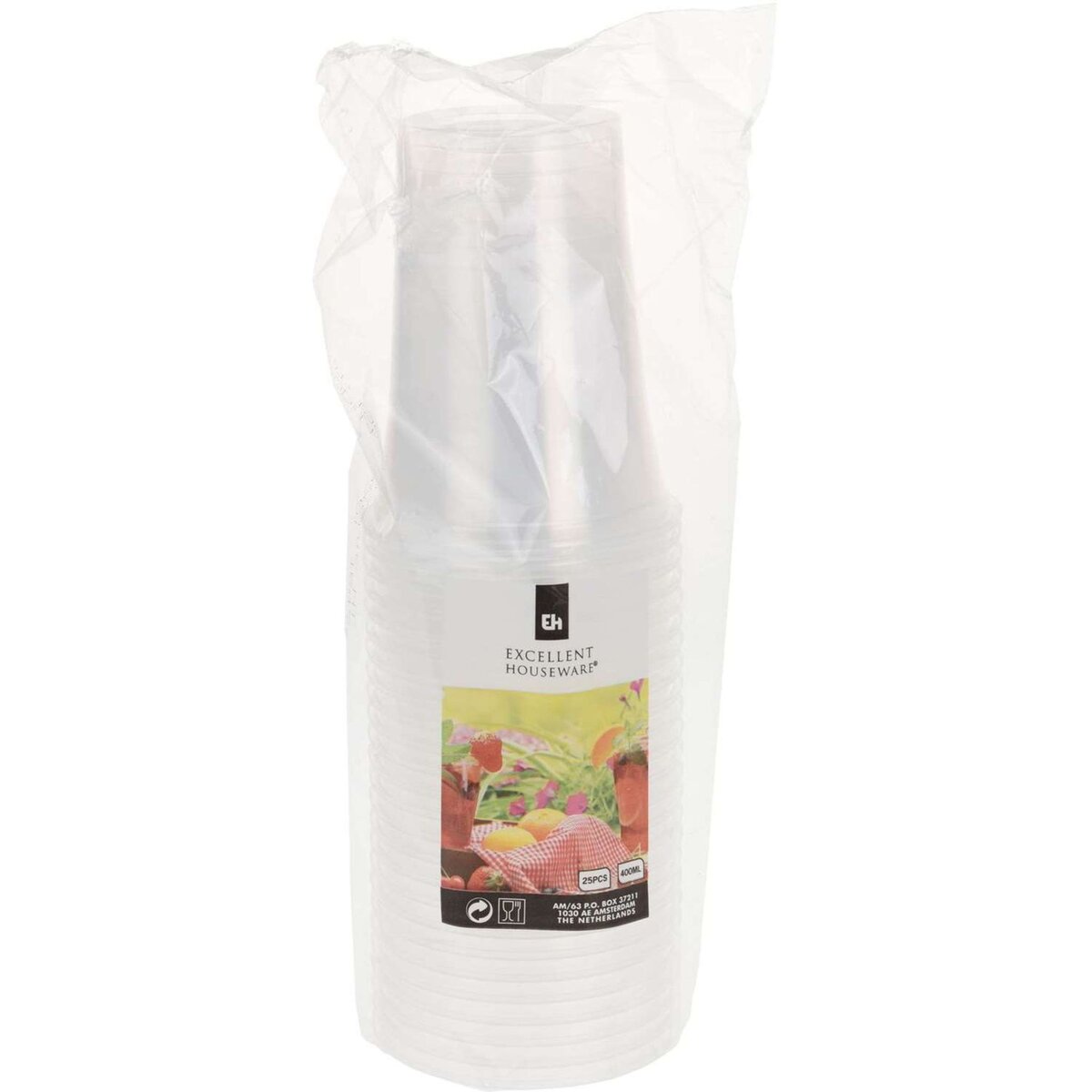 Gobelets à bière en plastique transparent 40cl x25 25 pièces