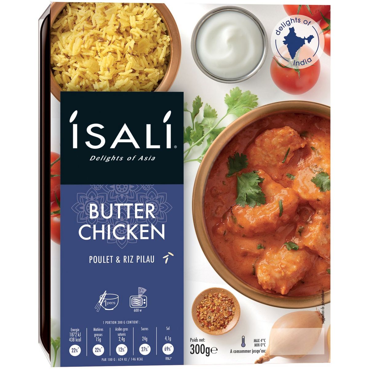 ISALI Butter Chicken poulet et riz pilau 1 personne 300g