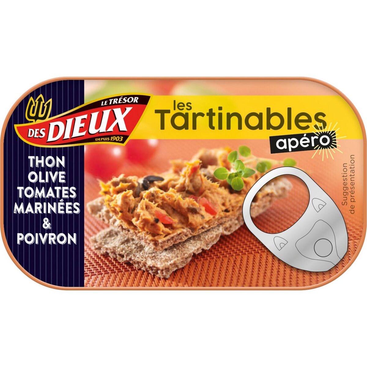 LE TRESOR DES DIEUX Les tartinables apéro thon olives tomates poivrons 90g
