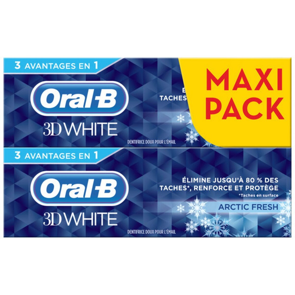 ORAL-B 3D White dentifrice doux pour l'email artic fresh 2x75ml