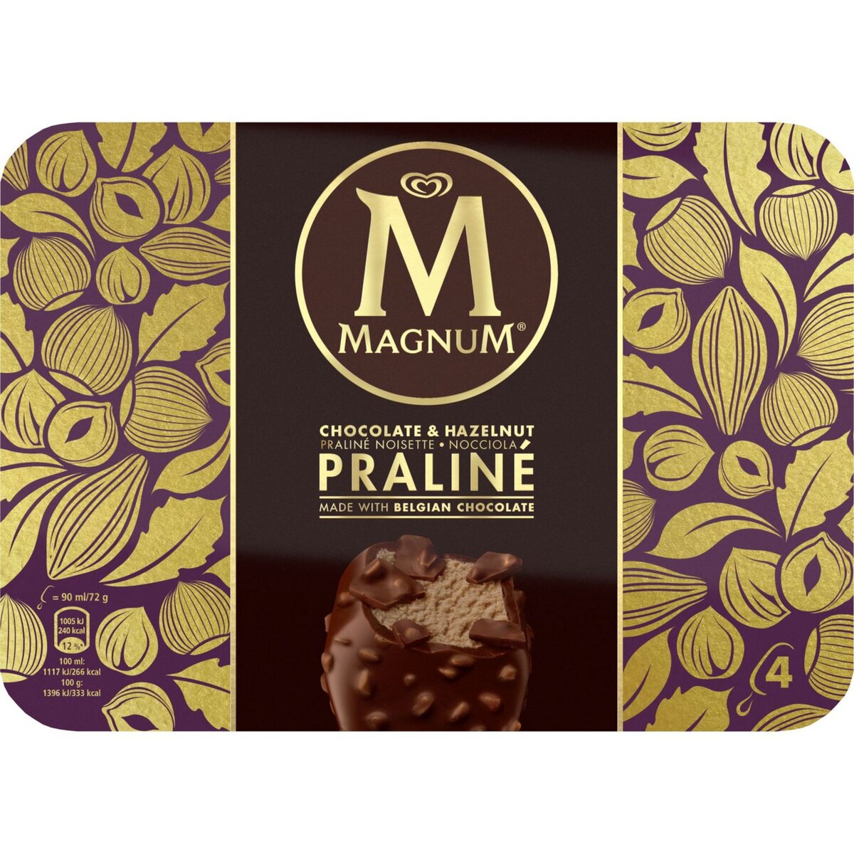 MAGNUM Magnum Batônnet glacé chocolat et praline 288g 4 batônnets 288g