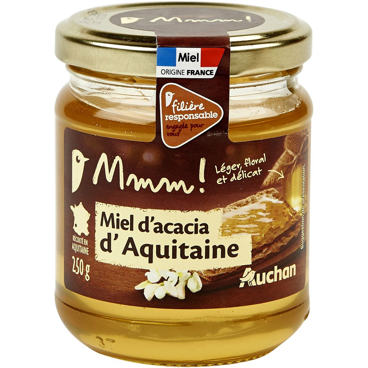 AUCHAN GOURMET Miel d'Acacia d Aquitaine 250g