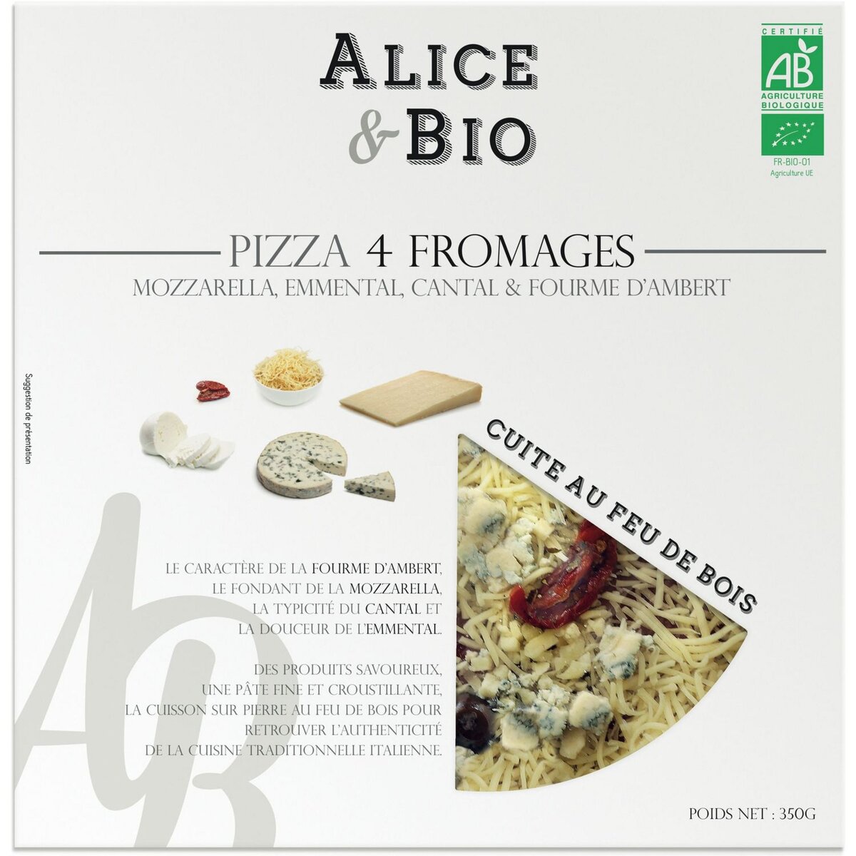 ALICE Pizza aux 4 fromages bio 350g