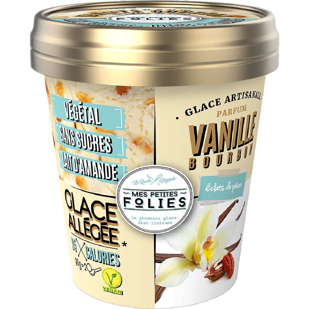 MES PETITES FOLIES Glace allégée vegan à la vanille et noix de pécan 320g