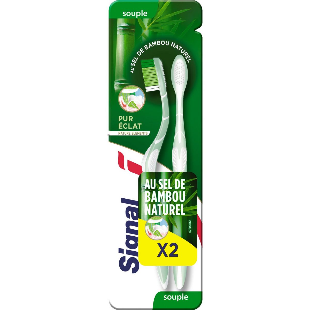 SIGNAL Brosse à dents au sel de bambou naturel souple 2 pièces