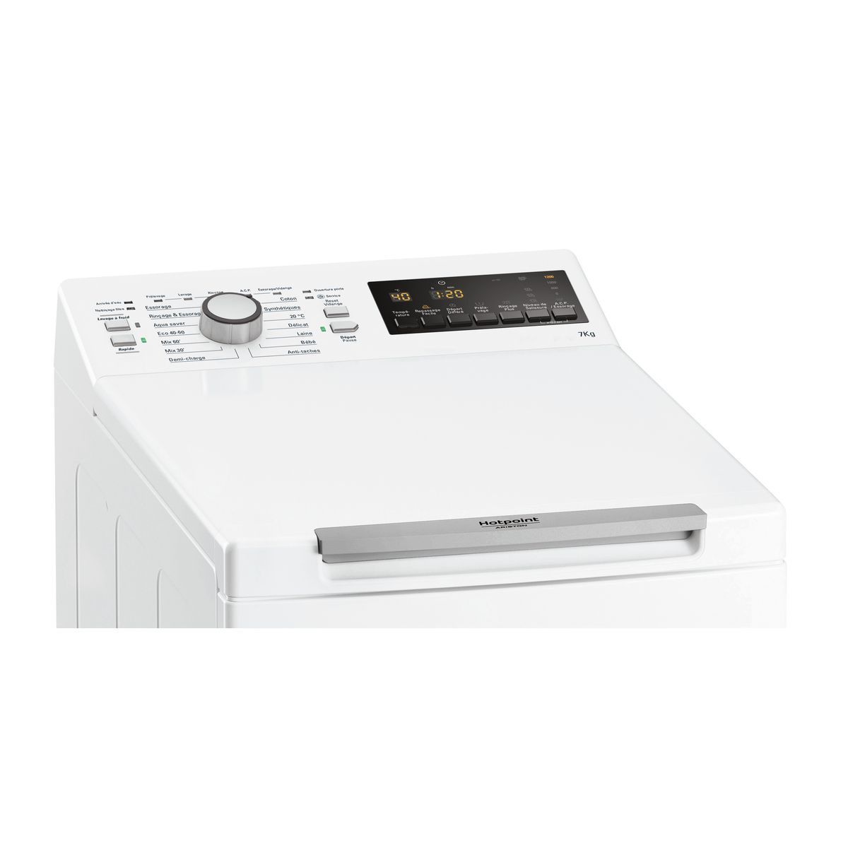 HOTPOINT Lave linge top WMTG722UFR/N, 7 kg, 1200 T/min
