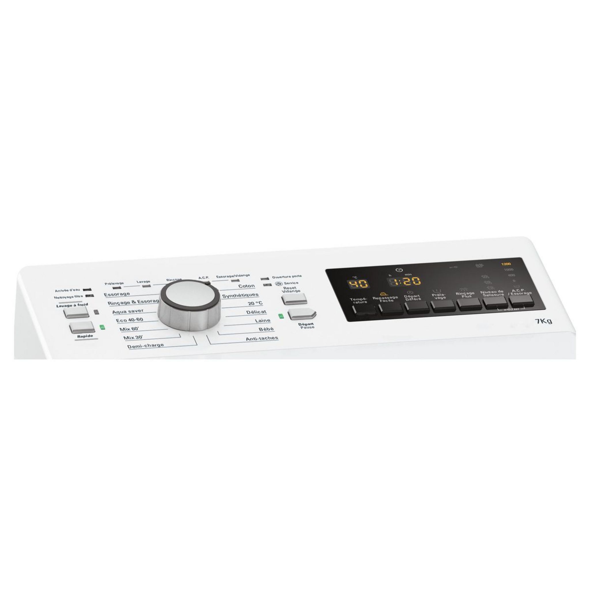 Voir la diapositive 4 : HOTPOINT Lave linge top WMTG722UFR/N, 7 kg, 1200 T/min