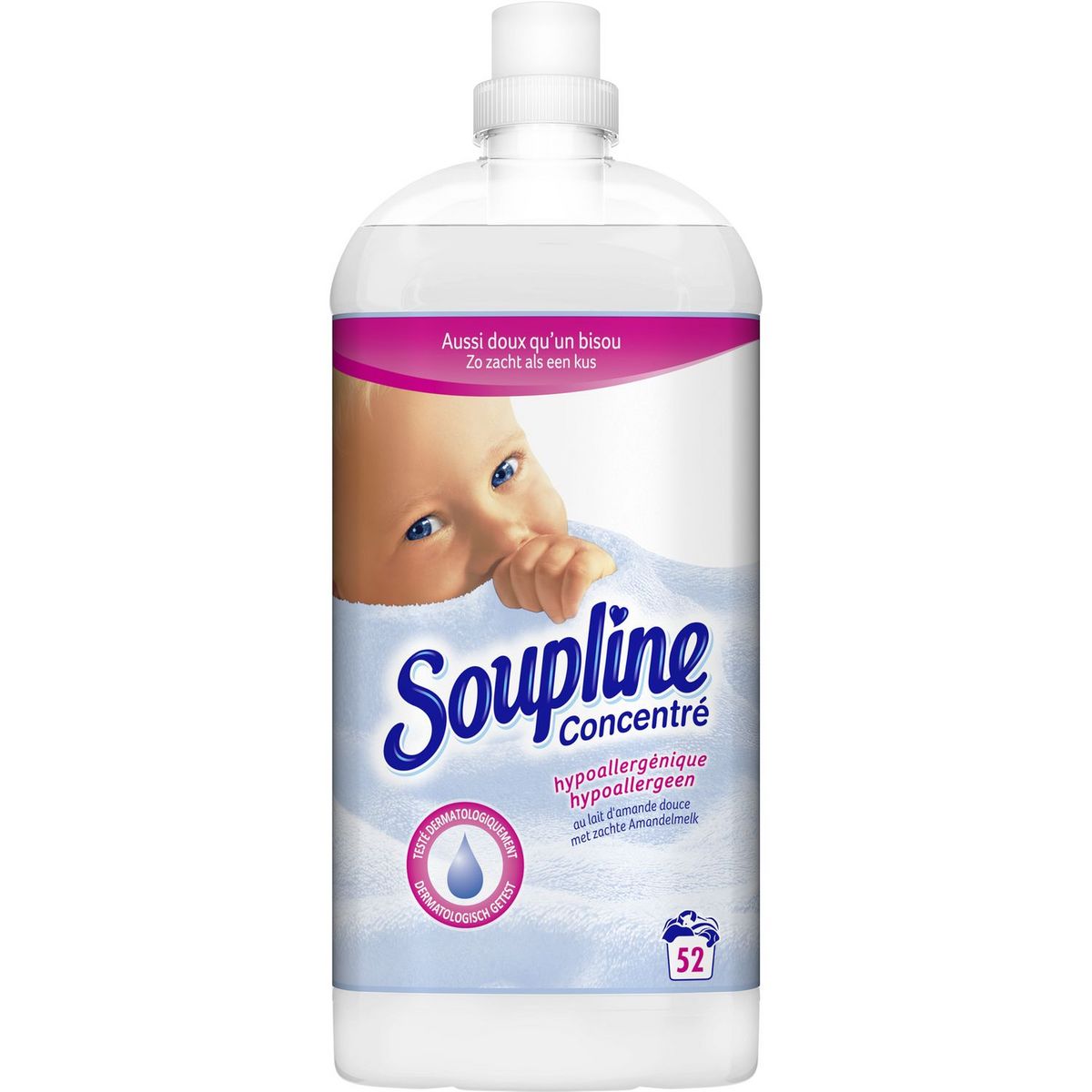 SOUPLINE Assouplissant concentré hypoallergénique 52 lavages 1,3l