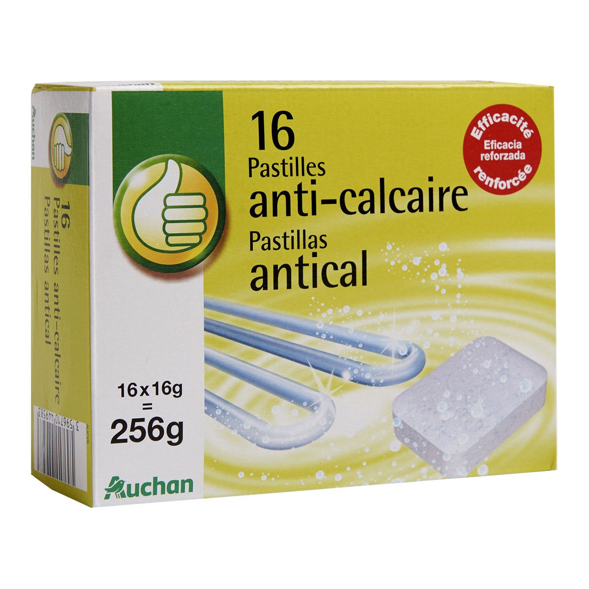 POUCE Pastilles anti-calcaire 16 pastilles de16g 256g