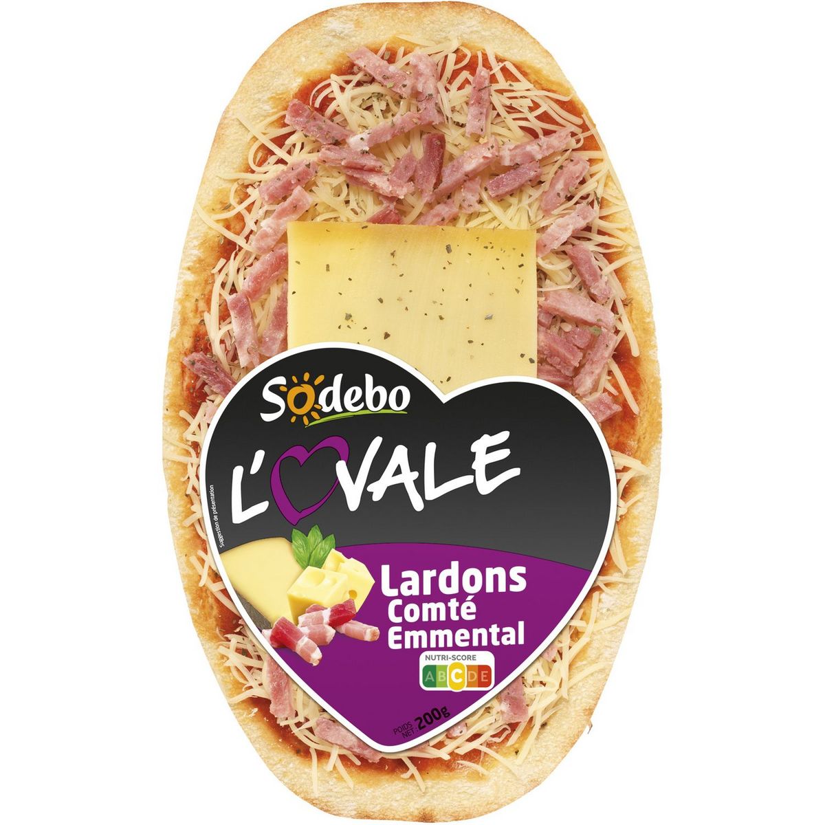 SODEBO Sodebo pizza ovale au lard et au comté 200g