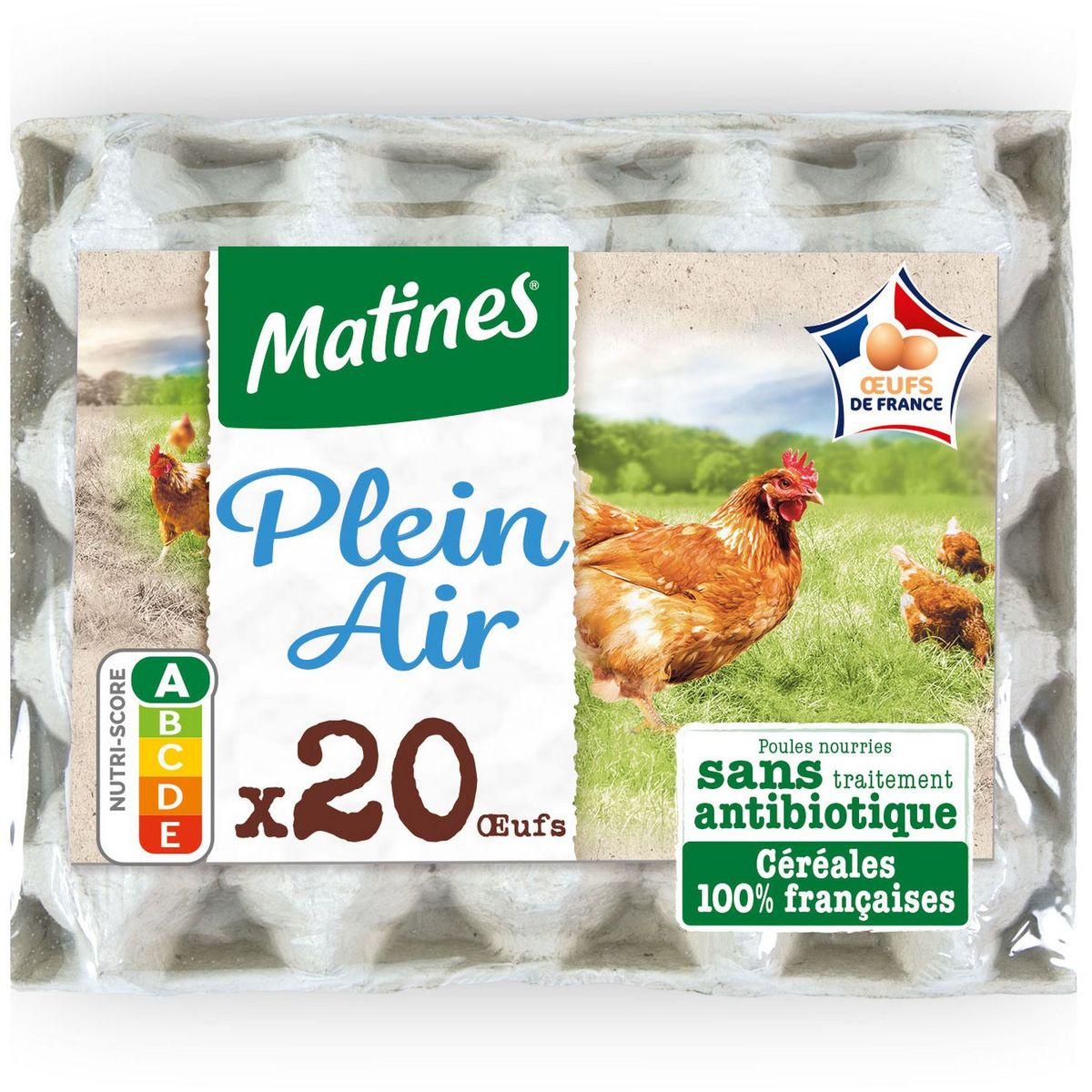 MATINES Œuf moyen à gros de poules élevées en plein air sans OGM 20 œufs