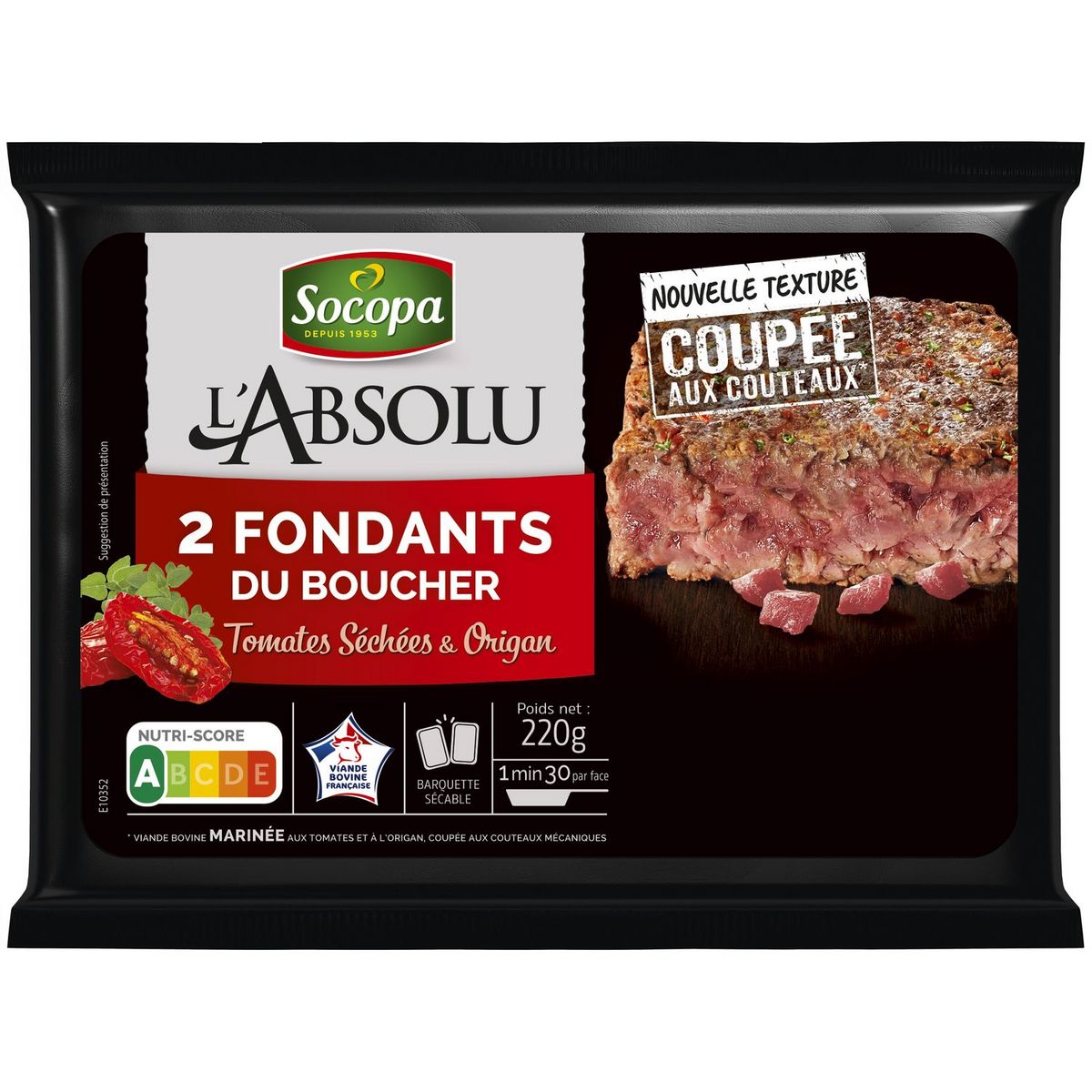 SOCOPA Fondants boeuf tomates séchées et origan 2 pièces 220g