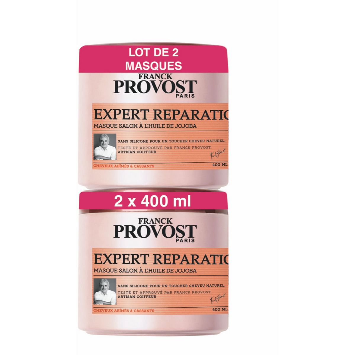 FRANCK PROVOST Masque expert réparation à l'huile de jojoba cheveux abîmés et cassants 2x400ml