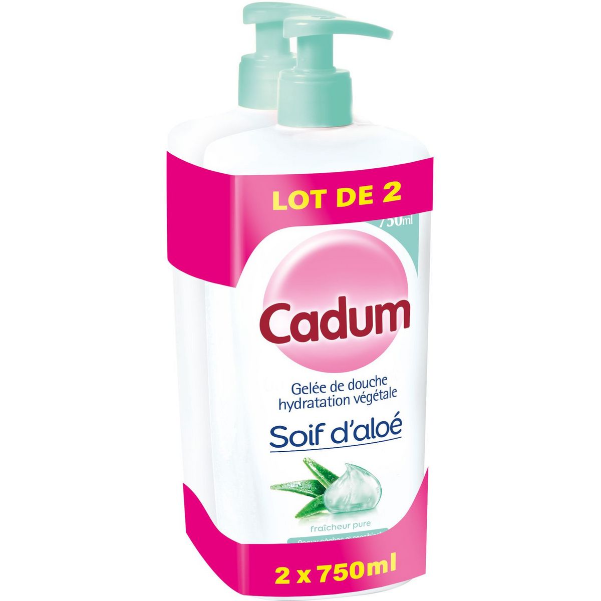 CADUM Gelée de douche soif d'aloé  2x750ml
