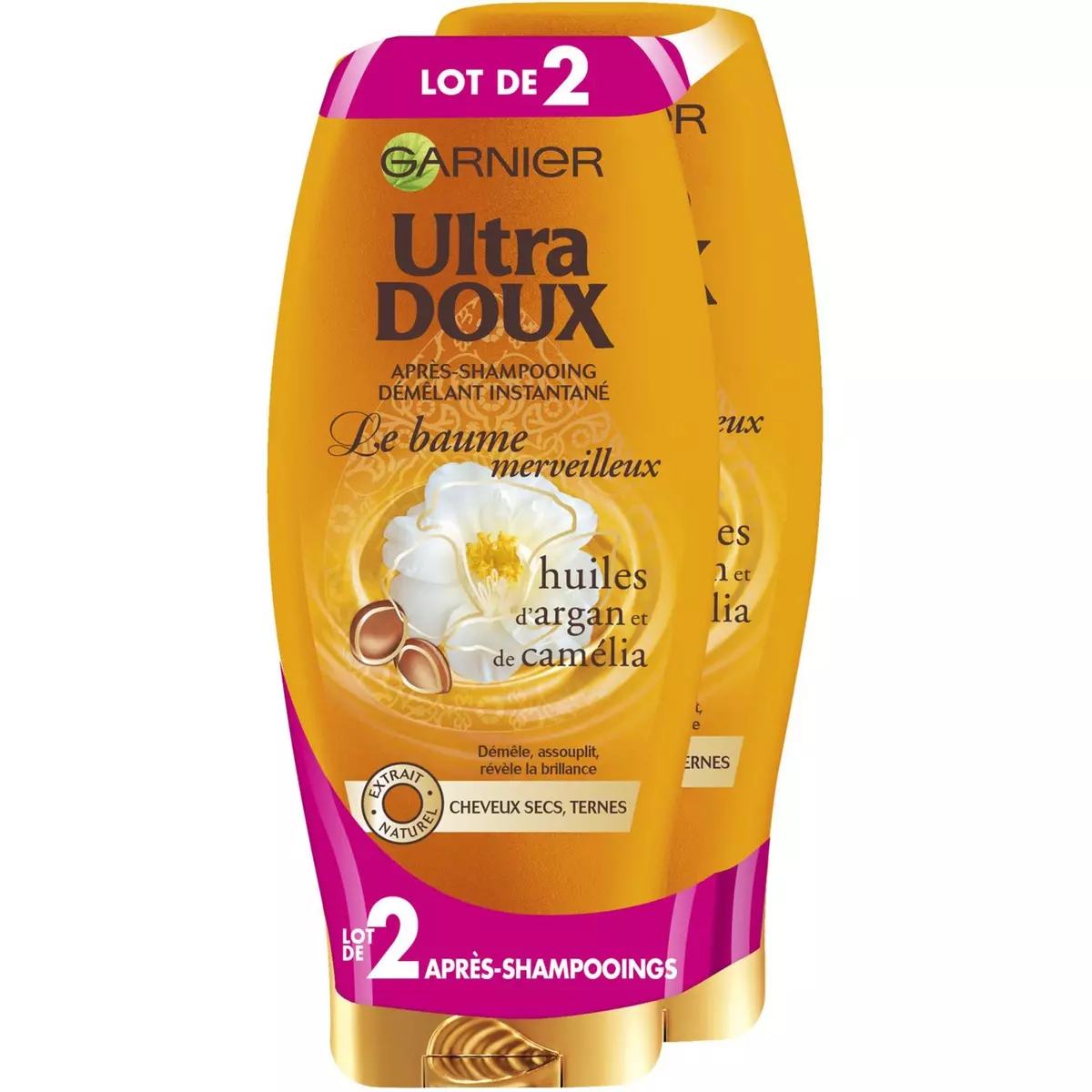 ULTRA DOUX Après-shampooing démêlant argan & camélia cheveux secs 2x200ml