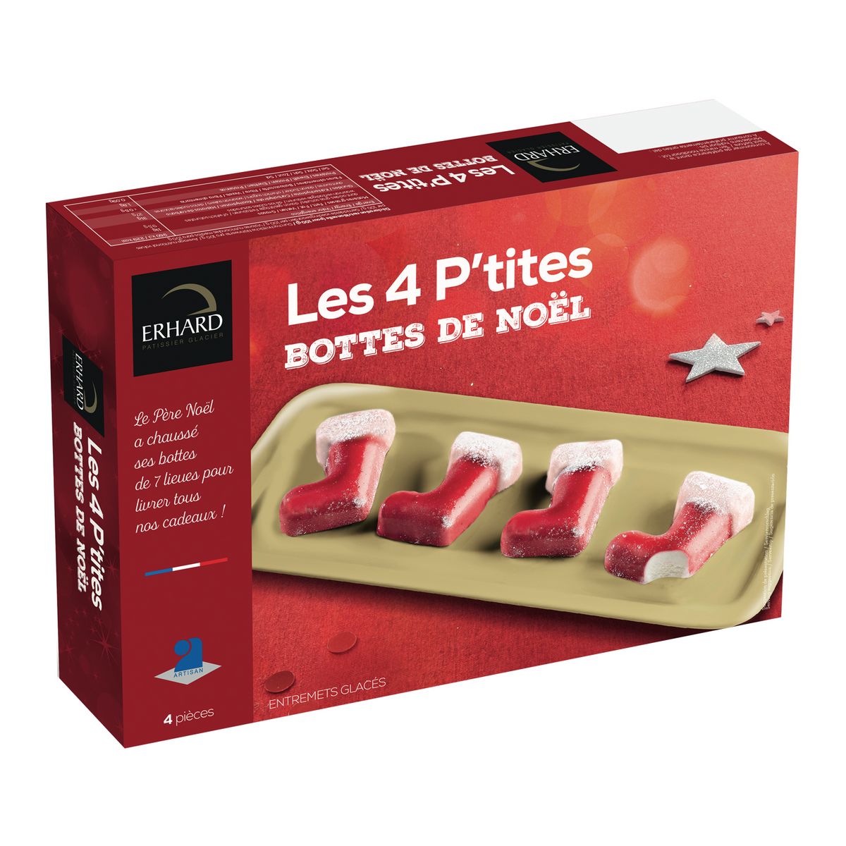 ERHARD Les 4 P'tites bottes de Noël entremets glacés 4 pièces 200g