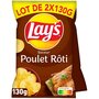 LAY'S Chips saveur poulet rôti sans conservateur ni huile de palme lot de 2 2x130g