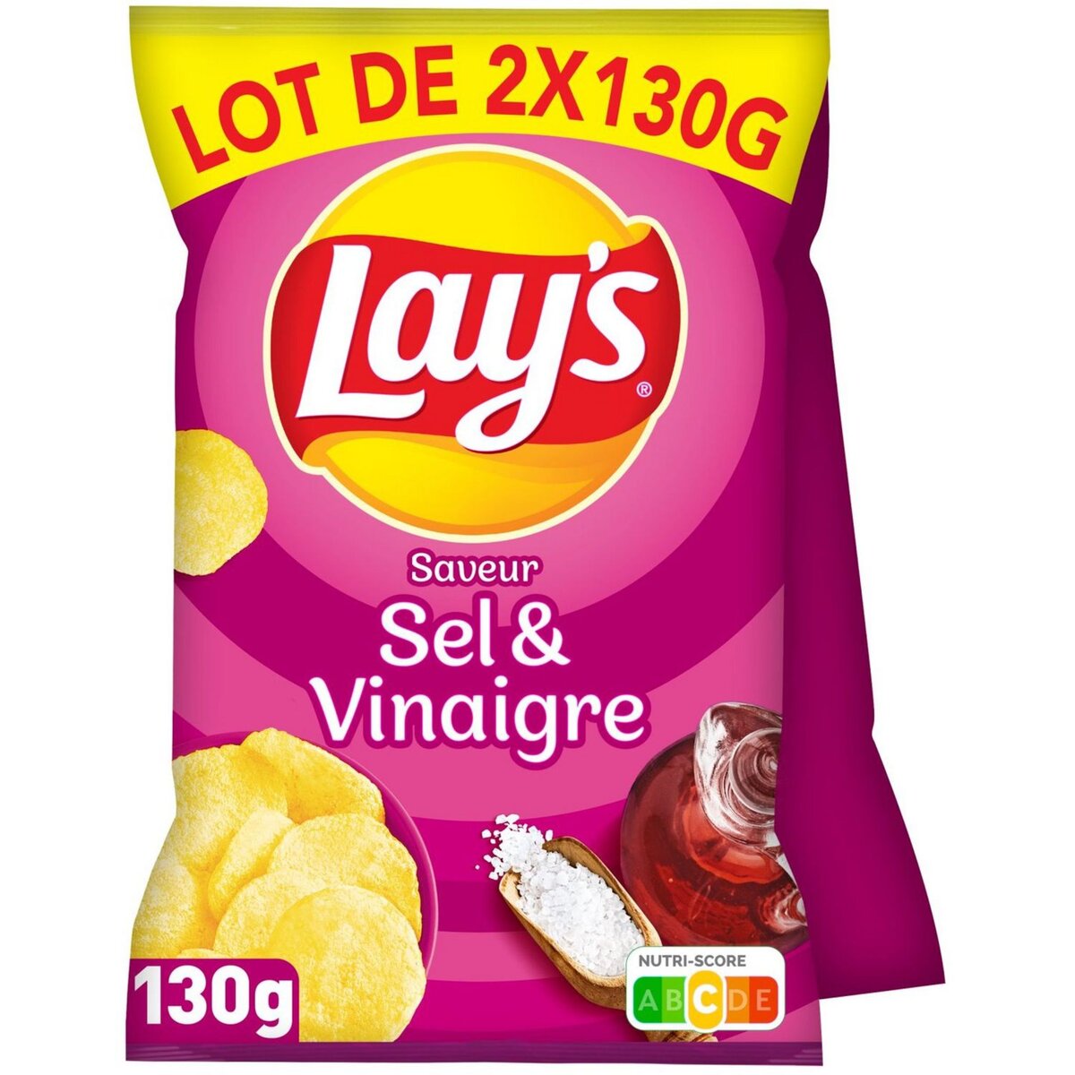 LAY'S Chips saveur sel et vinaigre 2x130g