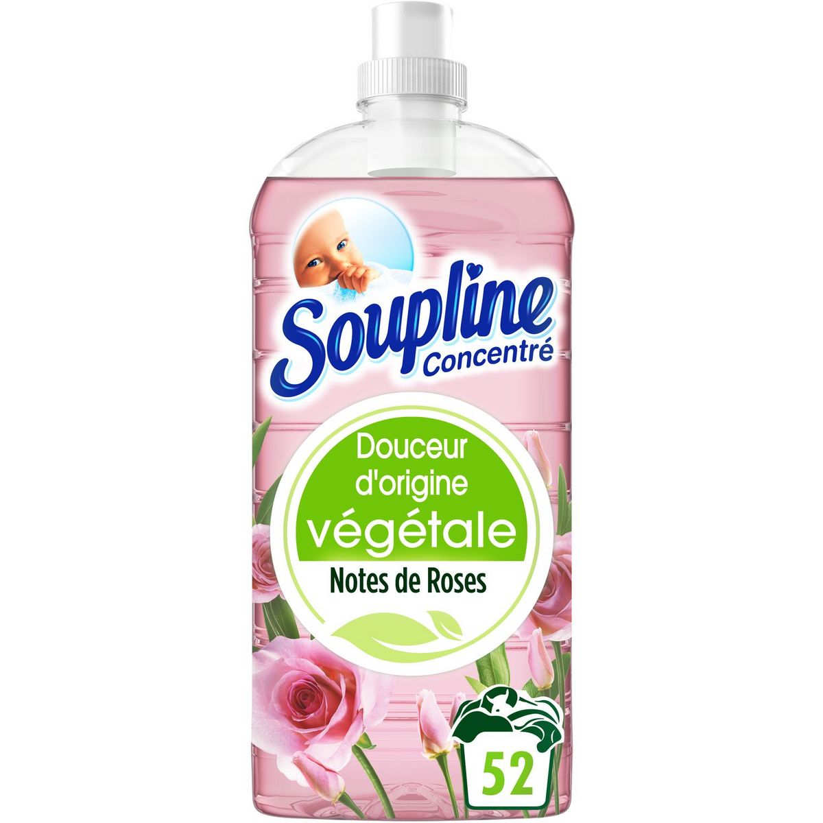 SOUPLINE Assouplissant concentré notes de roses 52 lavages 1,3l