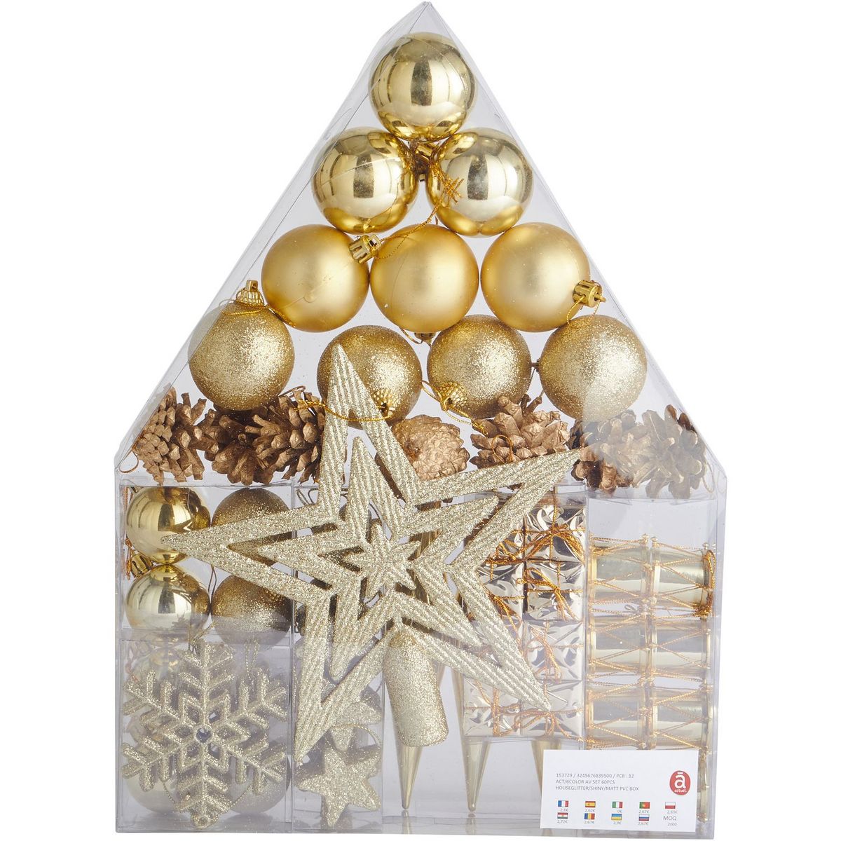 ACTUEL Set de boules or scintillantes brillantes mates x60 60 pièces