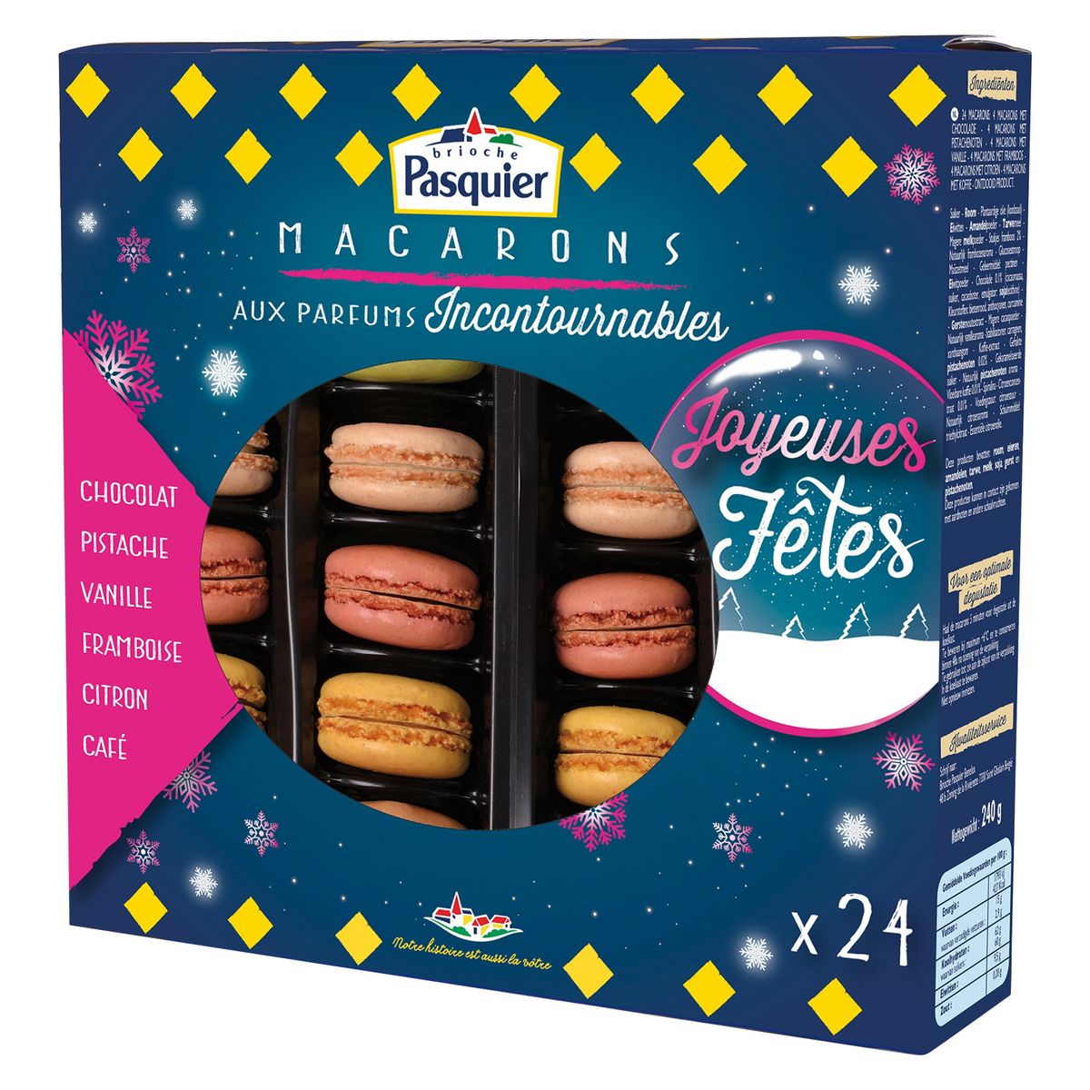 PASQUIER Macarons de Noël aux parfums incontournables 24 pièces 240g