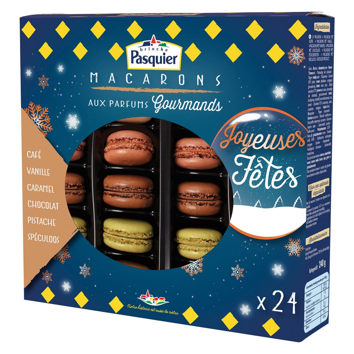 PASQUIER Macarons aux parfums gourmands 24 pièces 240g