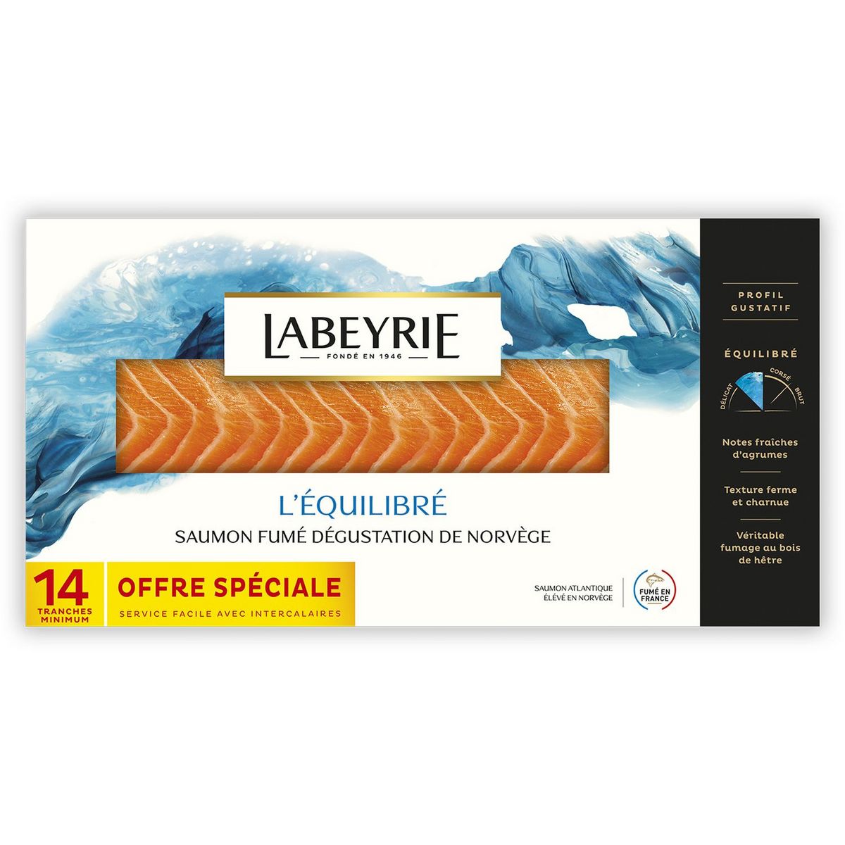LABEYRIE Saumon fumé de Norvège 14 tranches 495g
