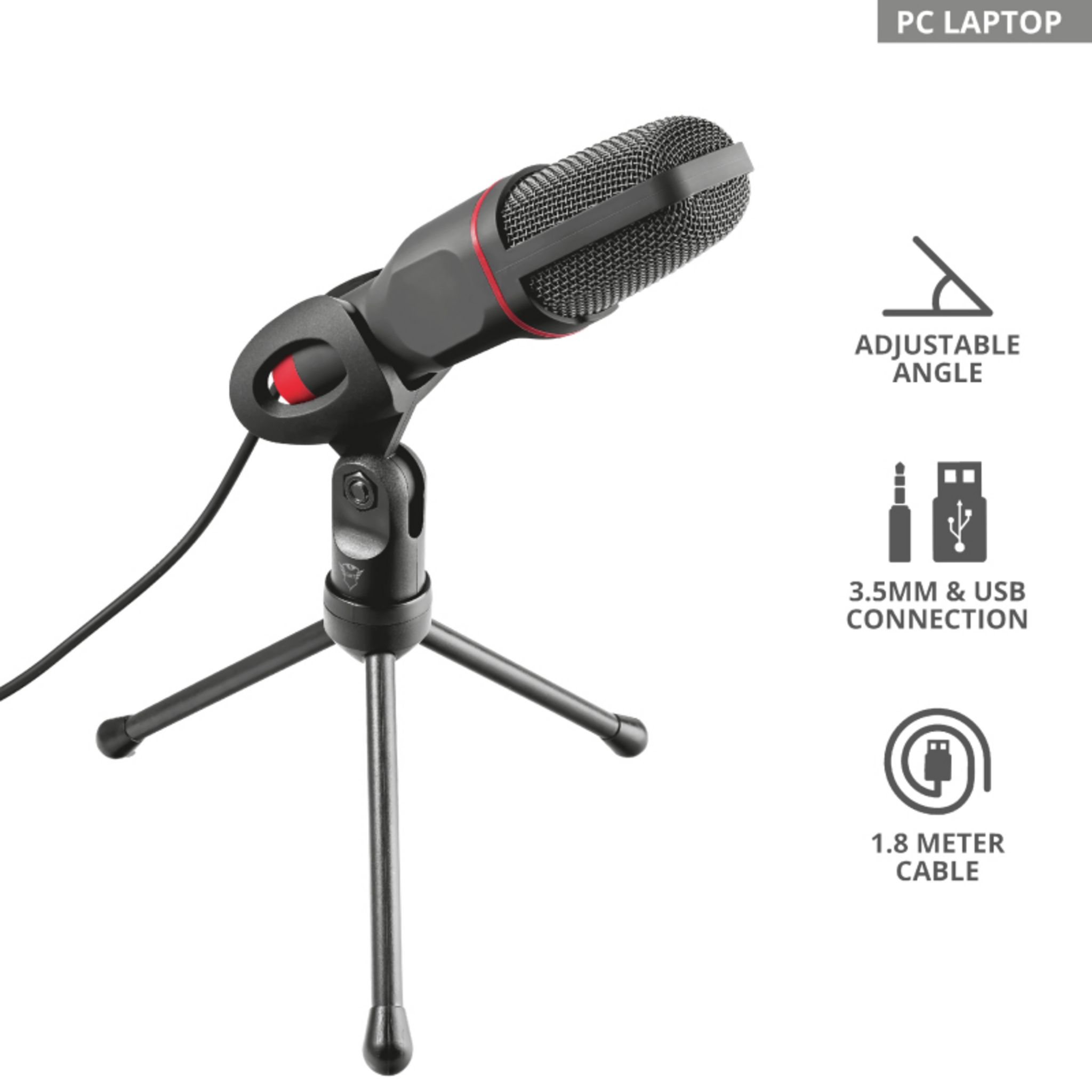Voir la diapositive 5 : TRUST Microphone Gaming USBGXT 212 Mico - Noir et rouge