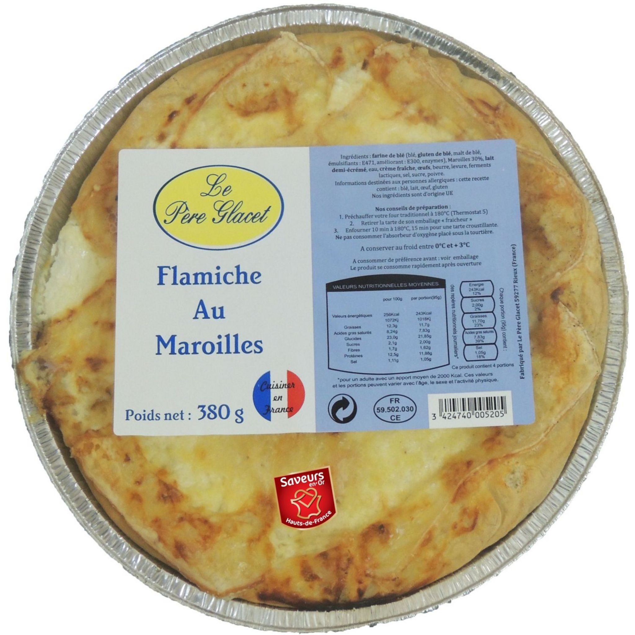 LE PÈRE GLACET Flamiche au maroilles 4 portions 380g