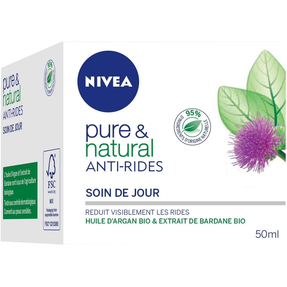NIVEA Pure & Natural soin de jour anti-rides 50ml