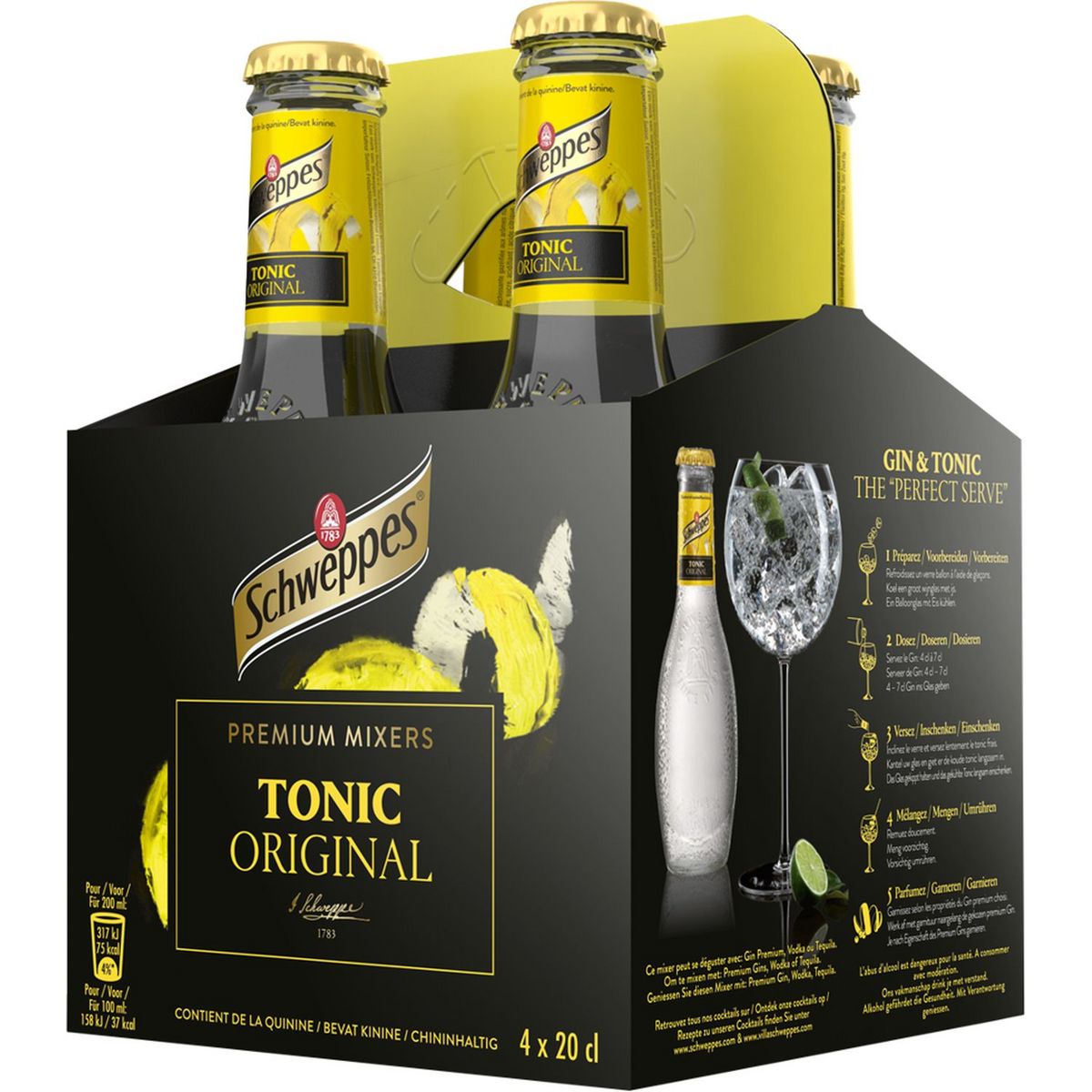 SCHWEPPES Premium mixers tonic original 4x20cl