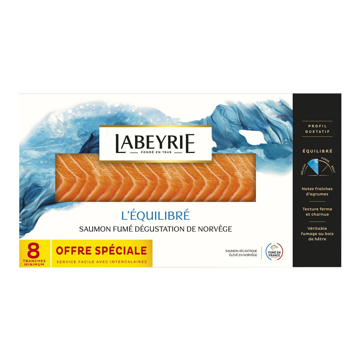 LABEYRIE Labeyrie Saumon fumé de Norvège dégustation tranché x8 290g 8 tranches minimum 290g