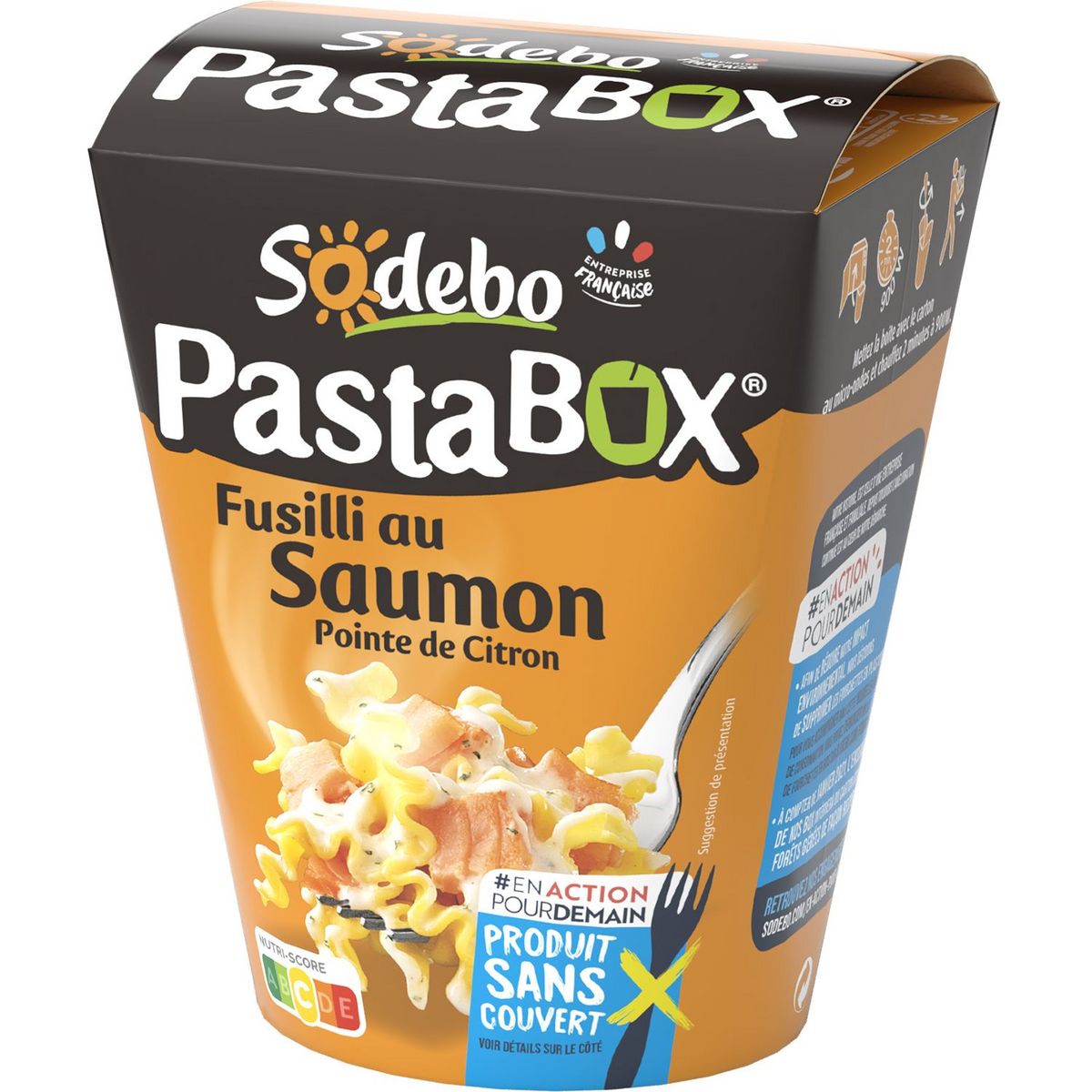 SODEBO Pastabox fusilli au saumon sans couverts 1 portion 280g