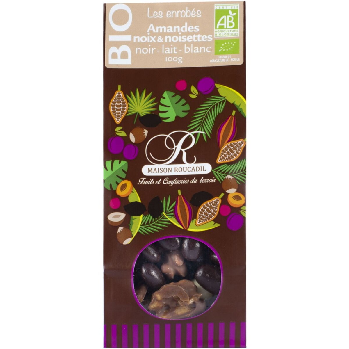 ROUCADIL Roucadil mélange amandes noix chocolat bio 100g 100g