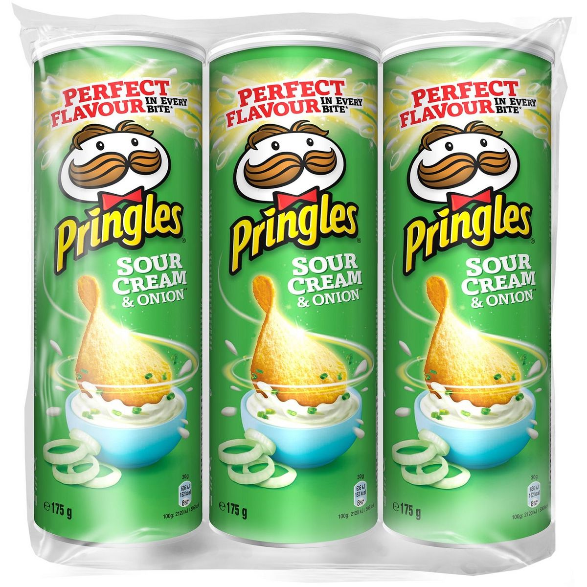 PRINGLES Chips tuiles crème et oignon lot de 3 3x175g