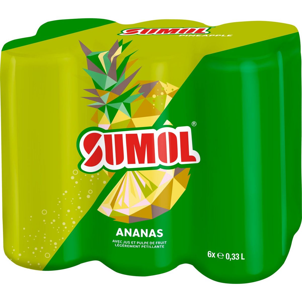 SUMOL Boisson gazeuse aromatisée à l'ananas boîtes 6x33cl