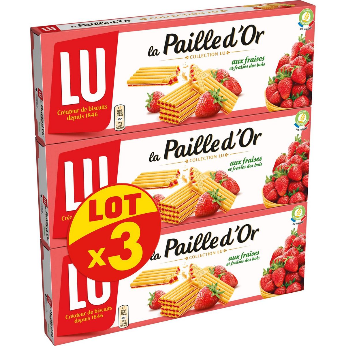 LU Gaufrettes fourrées à la fraise 3x170g