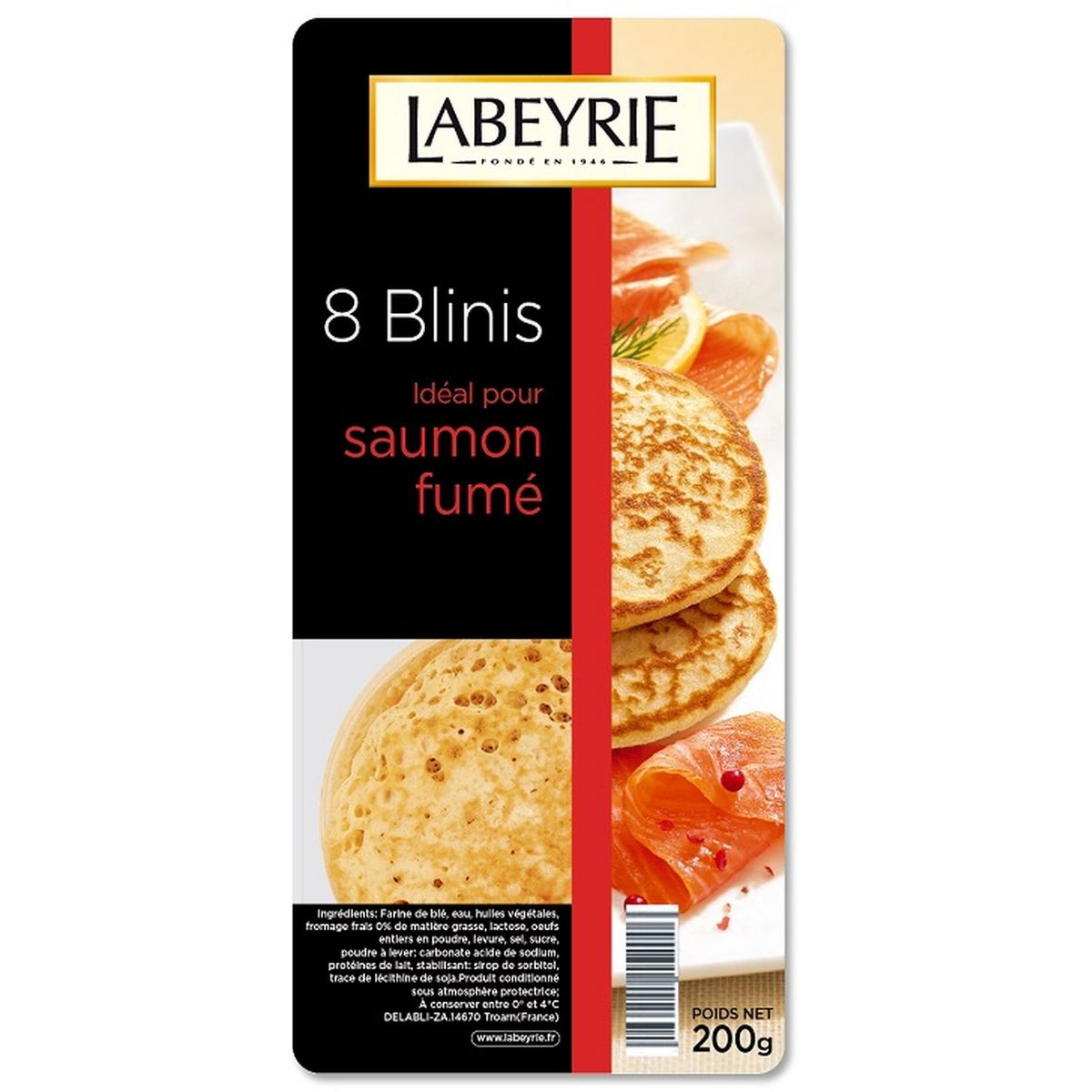 LABEYRIE Blinis idéal saumon fumé 8 pièces 200g